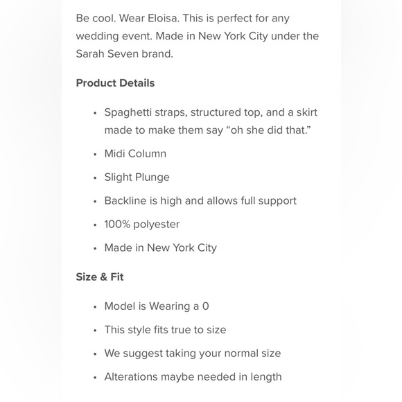 Sarah Seven Before Eloise Dress 0 top 2 bottom - Picture 2 of 6